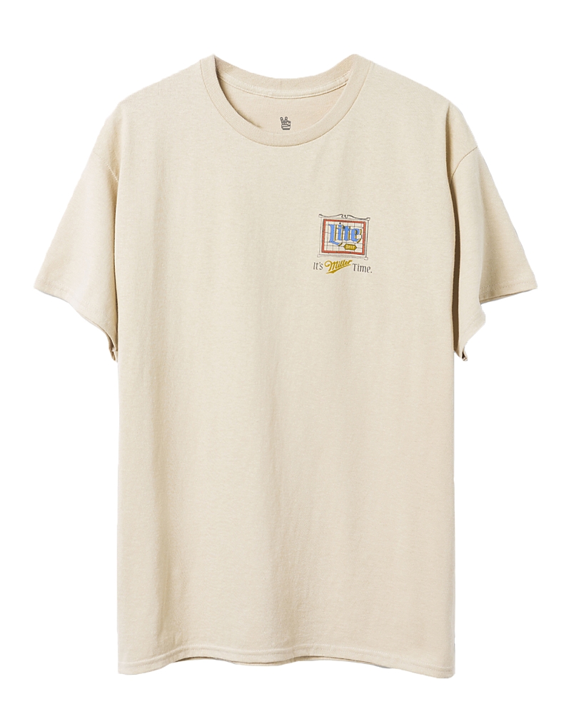 Junk Food Clothing Miller Lite Stain Glass Flea Market Tee In Sand