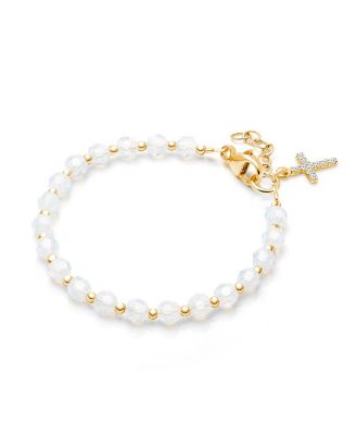 Tiny Blessings - Children's 14K Gold Shimmer Crystal with Cross Girls' 6.25" Bracelet