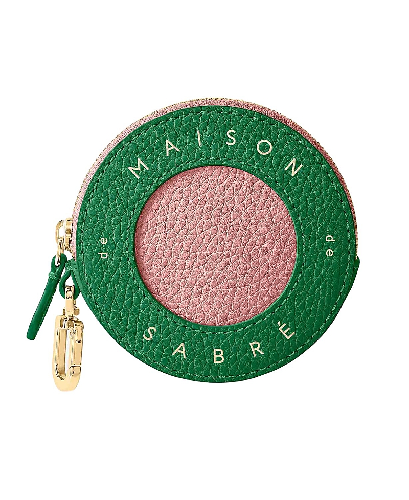 Maison De Sabre Women's Leather Coin Purse In Emerald Lily