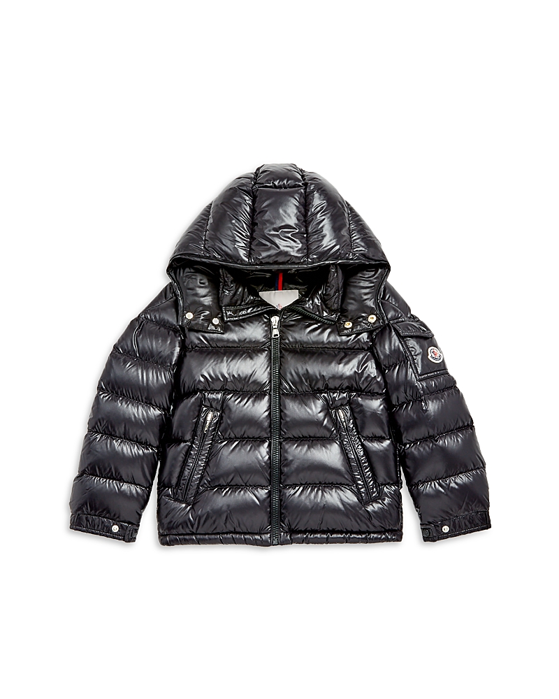 Moncler Black Bady Down Jacket For Girl With Logo In Black