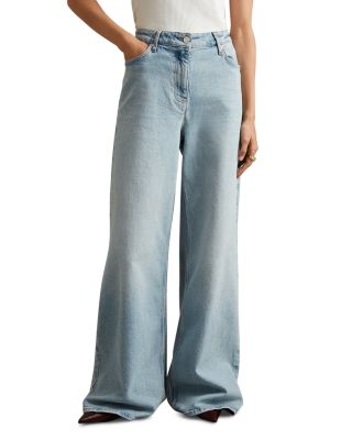REISS - Crete Wide Leg High Rise Jeans in Light Blue