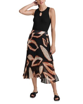 Dkny Mixed Media Chiffon Skirt Midi Dress