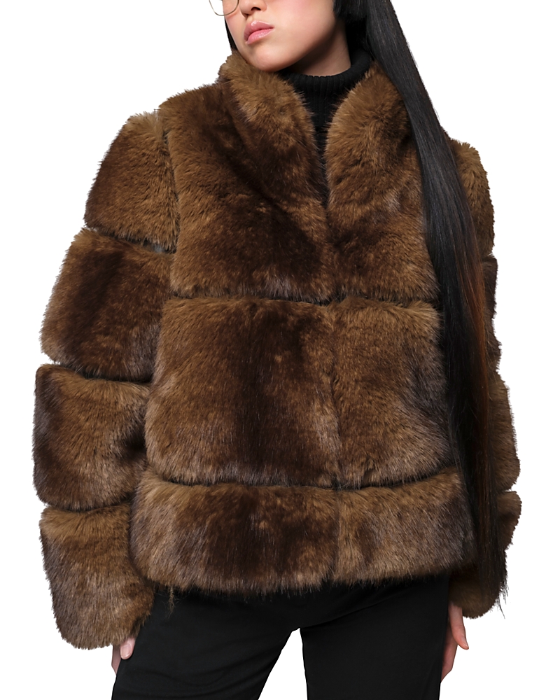 Apparis Sai Mink Faux Fur Cropped Coat In Mink