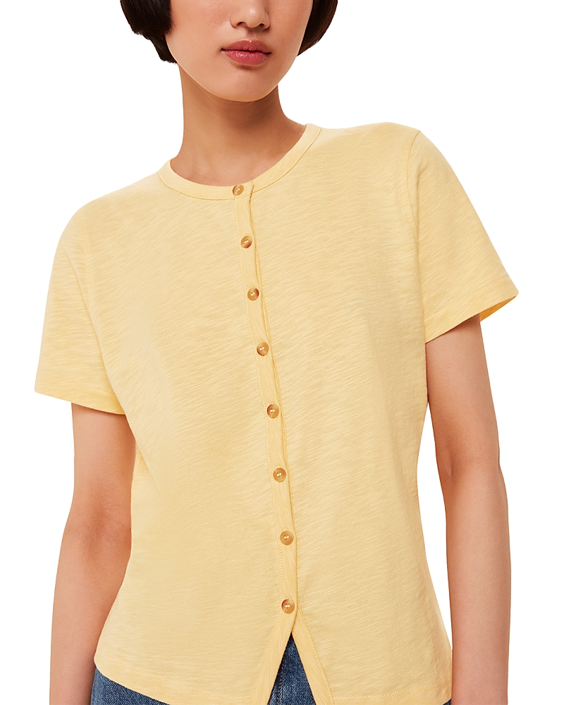 Whistles Isla Round Neck Button Front Tee · S