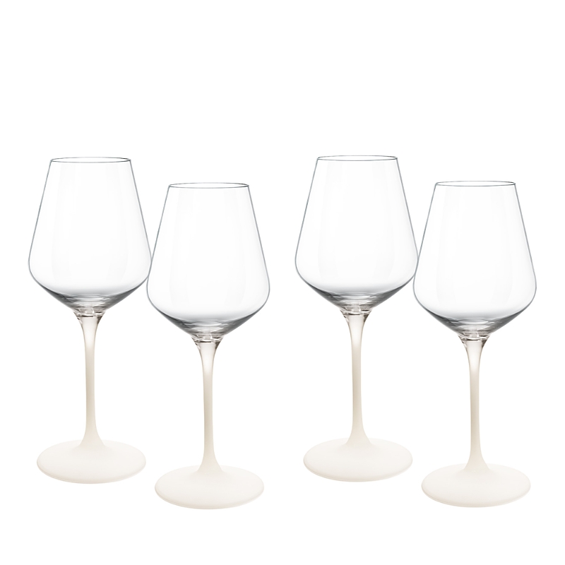Villeroy & Boch Manufacture Rock Blanc White Wine Glasses, Set Of 4 In Clear