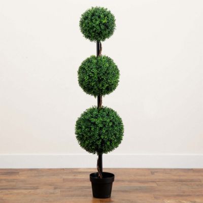 5&#39; Artificial Triple Ball Boxwood Topiary Tree (Indoor/Outdoor)