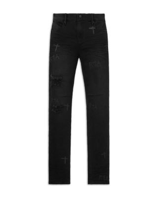 RTA - Clayton Slim Fit Jeans in Charcoal Crosses