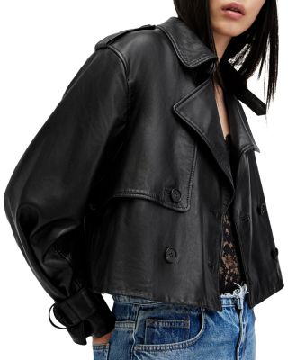Hendry Leather Cropped Trench Coat