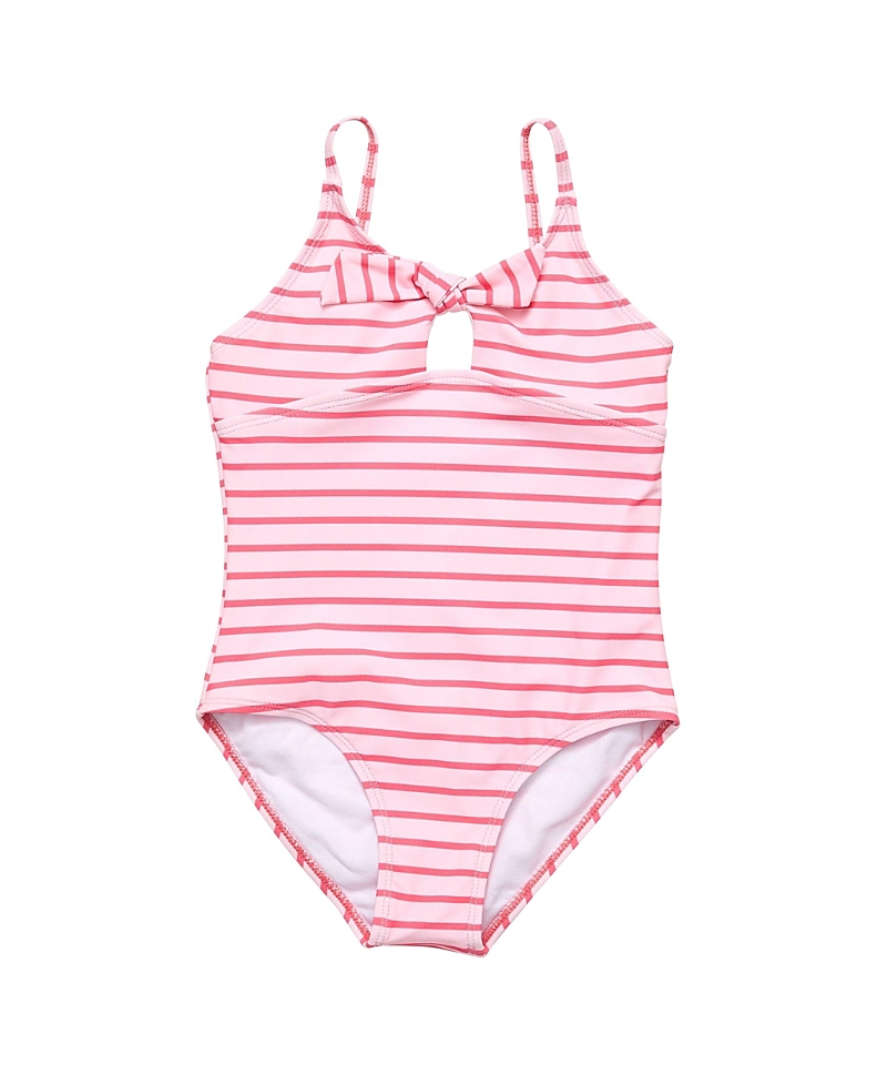 Shop Snapper Rock Unisex Coral Stripe Sustainable Bow Swimsuit In Pink