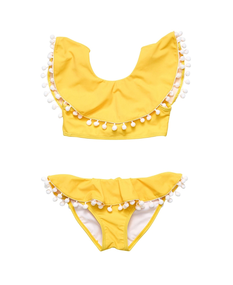 Snapper Rock Toddler, Child Girls Hello Yellow Flounce Bikini In Yellow
