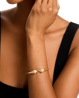 Diamond Pyramid Cuff Bangle Bracelet in 14K Yellow Gold, 1.0 tcw