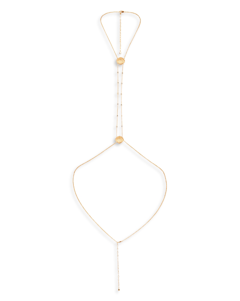 Ettika 18k Gold Plated Scallop Shell And Crystal Body Chain In Gold
