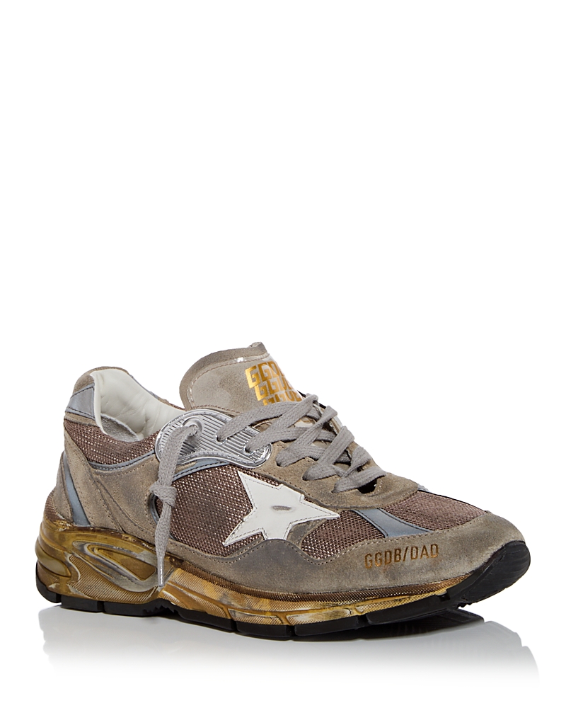 Golden Goose Dadstar Metallic Sneaker In Taupe/silver