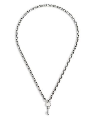 Sterling Silver Trademark Key Clasp Pendant Necklace, 20&amp;quot;