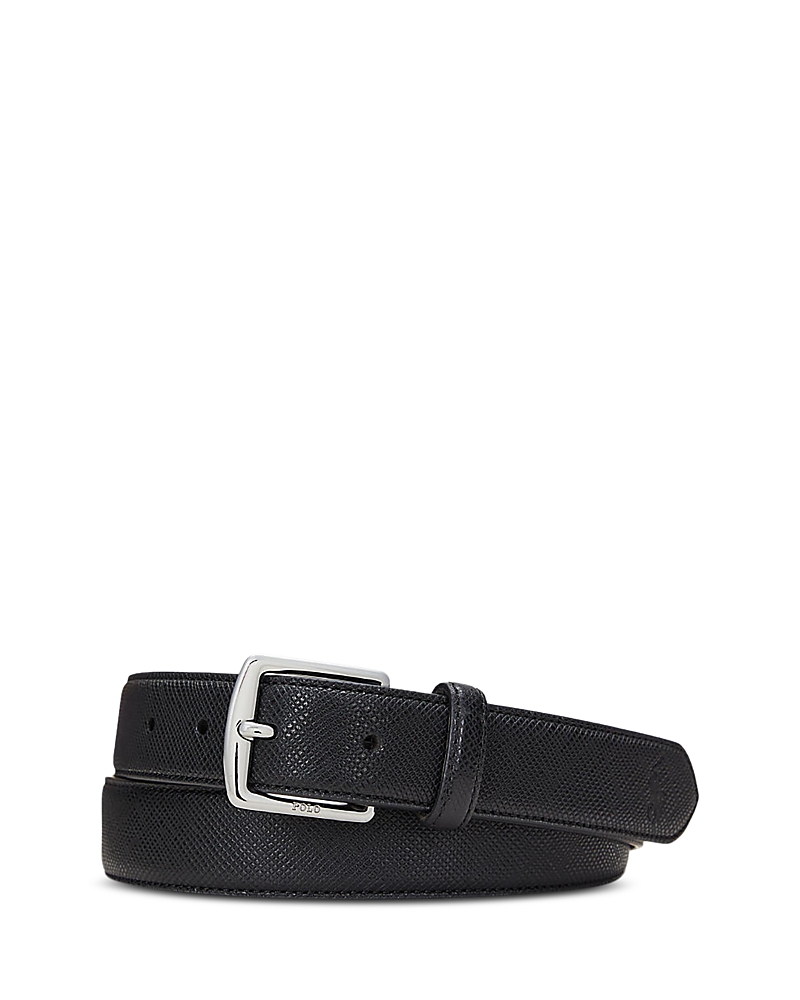 Polo Ralph Lauren Men's Saffiano Leather Belt In Black