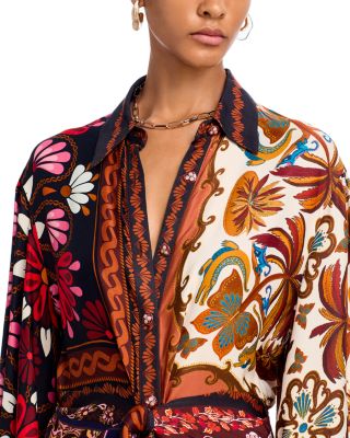 FARM Rio Miranda Mixed Printed Button Front Midi Dress | Bloomingdale's  Women