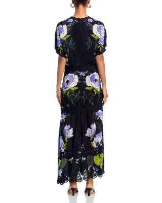 Soft Garden Lace Trim Maxi Dress