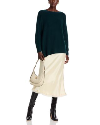 Boat Neck Side Slit Asymmetrical Sweater - Exclusive