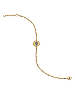 Cable Collectibles&reg; Evil Eye Bracelet in 18K Yellow Gold with Pav&eacute; Sapphires and Diamonds, 2mm