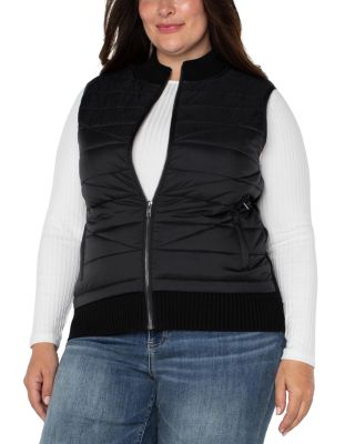 Liverpool Los Angeles Plus Sleeveless Quilted Front Full Zip Sweater Vest