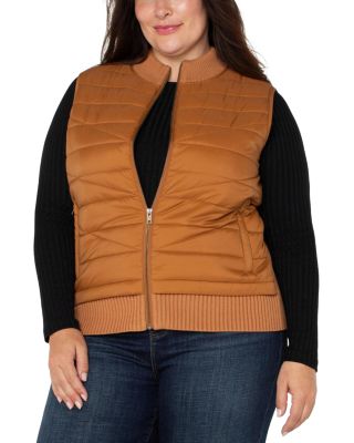Liverpool Los Angeles Plus Sleeveless Quilted Front Full Zip Sweater Vest