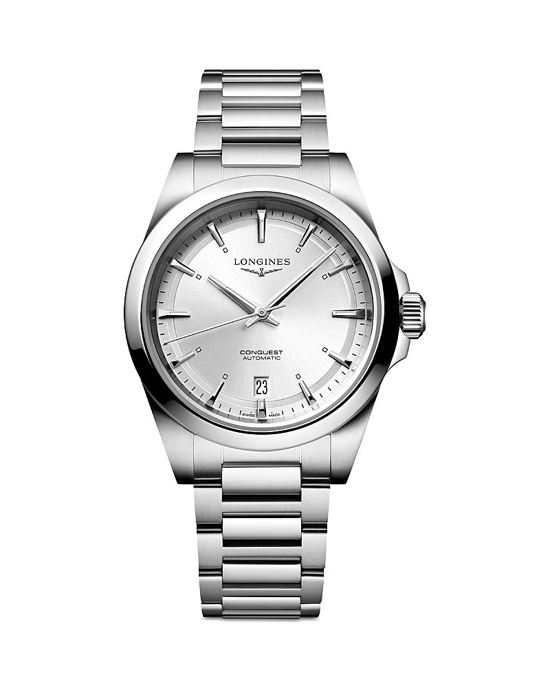 Longines Conquest Sunray Silver Watch, 38mm In Silver