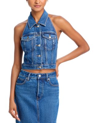 ALEXANDER WANG テルフィヌ エンヘリッシュト ハンフス alexanderwang.t Stretch Denim Halter Top | Bloomingdale's