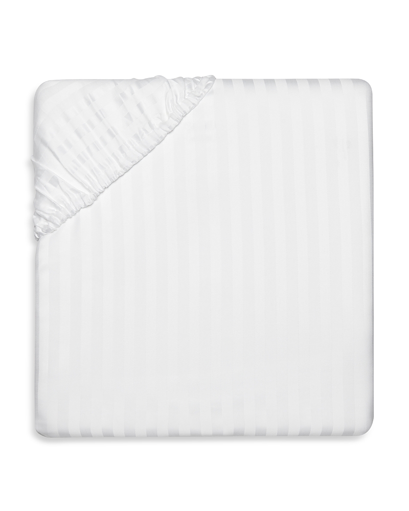 Pratesi Raso Rigato Fitted Sheet, California King In White