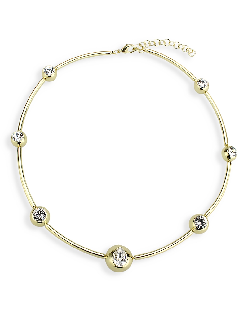 Shop Aqua Crystal & Cubic Zirconia Ball Station Collar Necklace, 16-18 - Exclusive In Gold