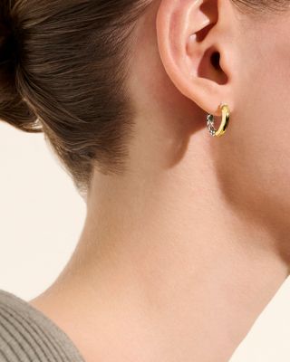 14K Yellow Gold & Sterling Silver JH Essentials Crossover Hoop Earrings, 10mm