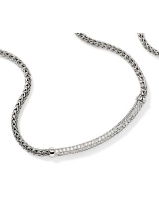 Sterling Silver JH Essentials Diamond Pav&eacute; Necklace, 16-18"