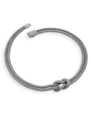 Sterling Silver Love Knot Double Woven Chain Statement Necklace, 16&amp;quot;