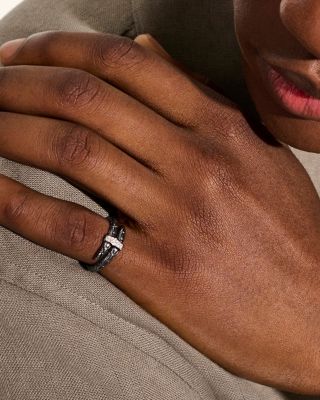 Black Rhodium-Plated Sterling Silver Spear Diamond Wrap Ring