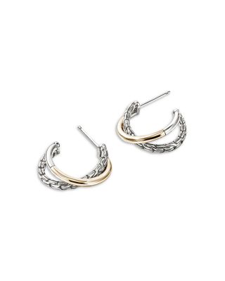 14K Yellow Gold & Sterling Silver JH Essentials Crossover Earrings