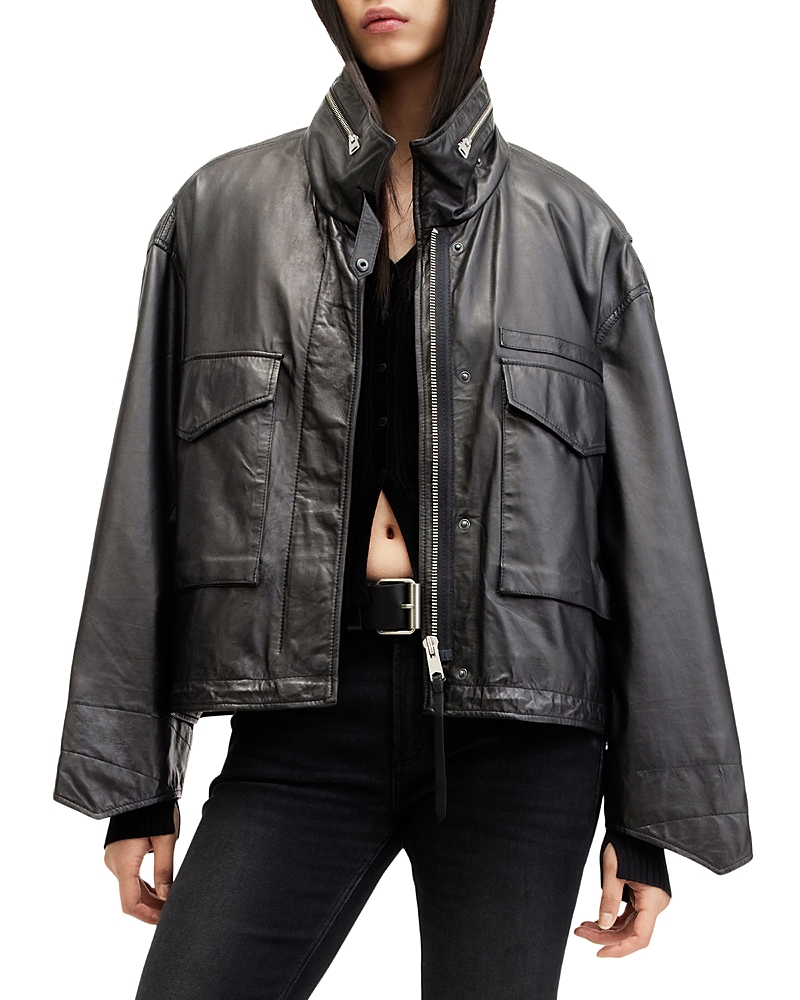 Shop Allsaints Clay Leather Jacket In Black