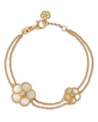 18K Yellow Gold Daisy Mother-of-Pearl &amp; Diamond Bracelet - Exclusive