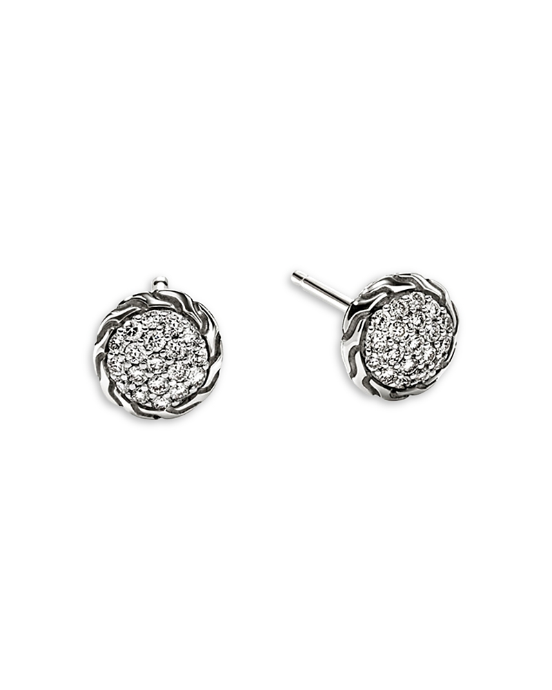 John Hardy Sterling Silver Jh Essentials Diamond Pave Frame Stud Earrings