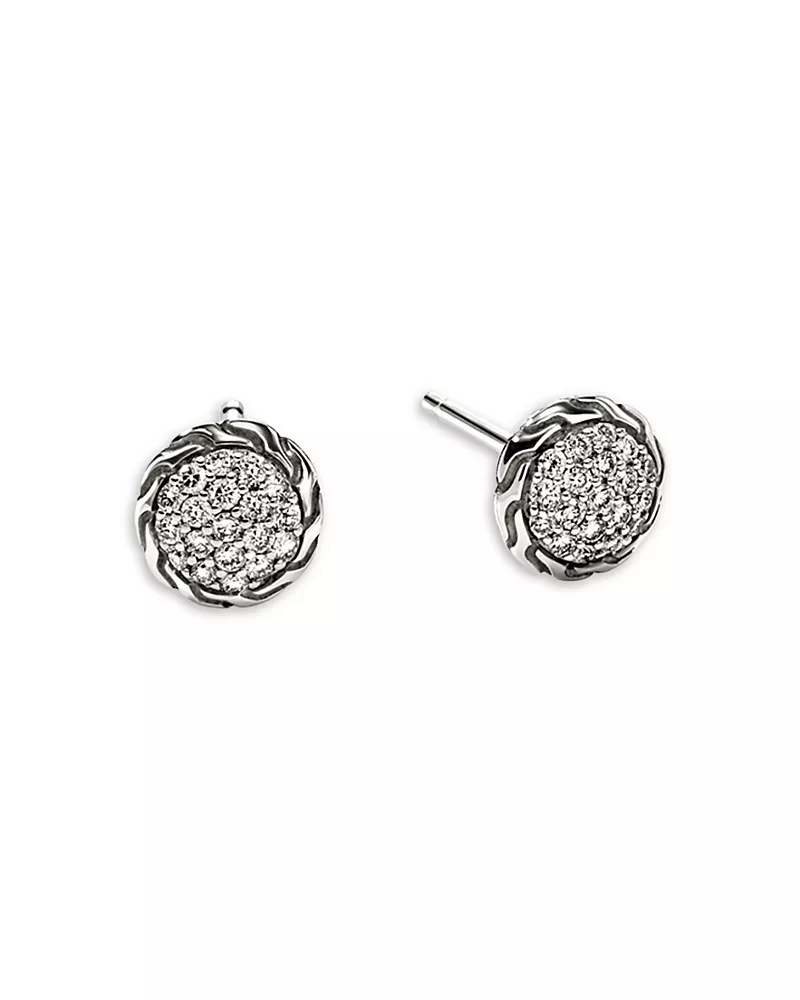 John Hardy Sterling Silver Jh Essentials Diamond Pave Frame Stud Earrings