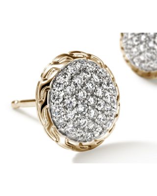 14K Yellow Gold JH Essentials Diamond Pav&eacute; Stud Earrings 
