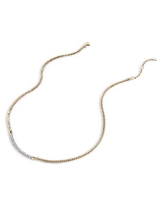 14K Yellow Gold JH Essentials Diamond Pav&eacute; Curved Bar Necklace, 16-18"
