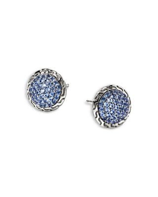 Sterling Silver JH Essentials Blue Sapphire Pav&eacute; Framed Stud Earrings