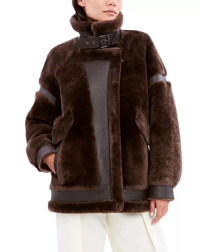 Dawn Levy Sean Geniune Shearling & Leather Coat