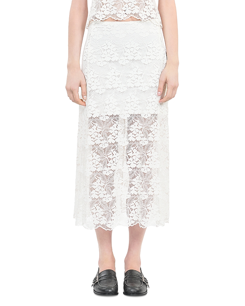 The Kooples Lace Straight Fit Skirt In Ecru
