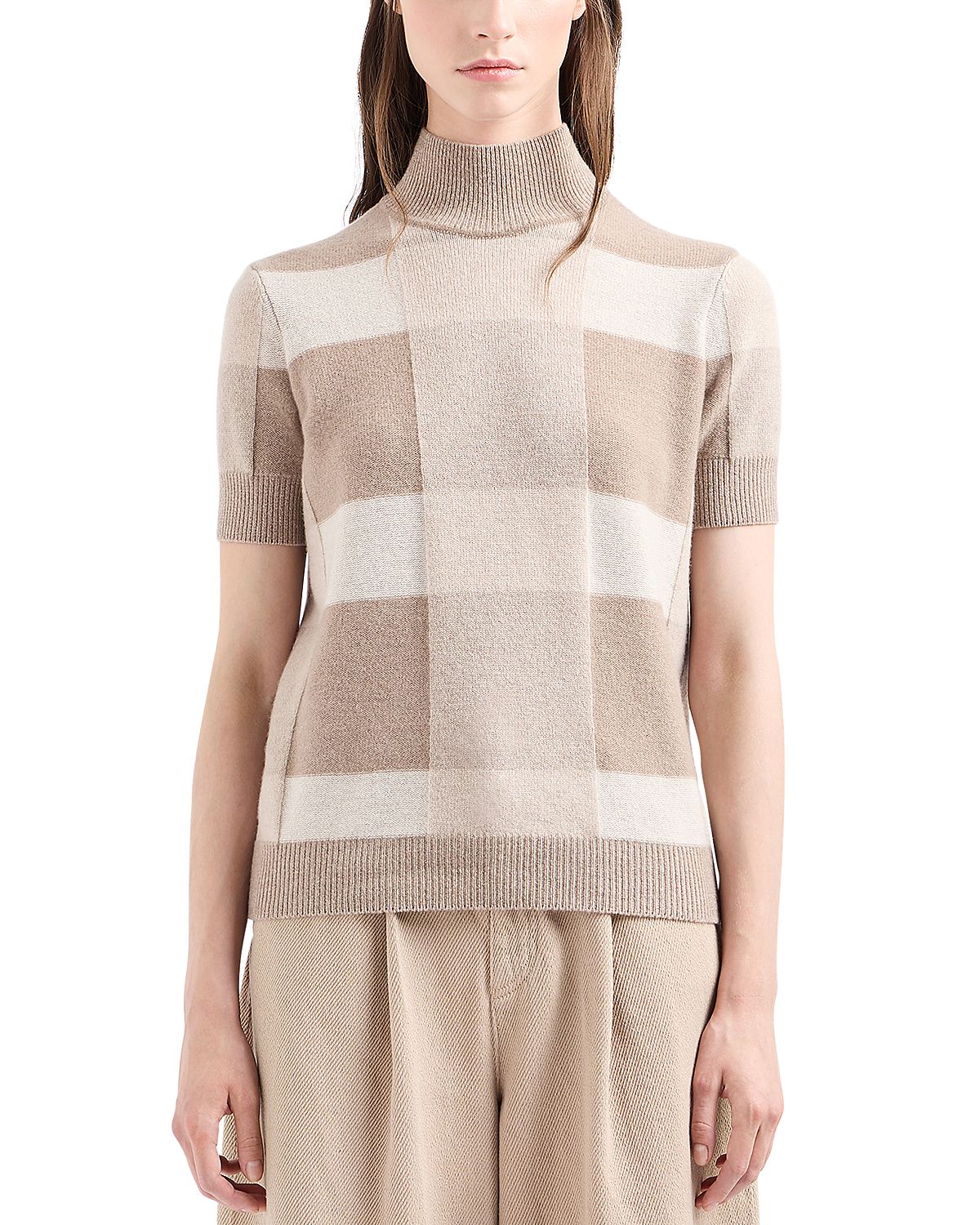 Emporio Armani Turtleneck Checkered Sweater