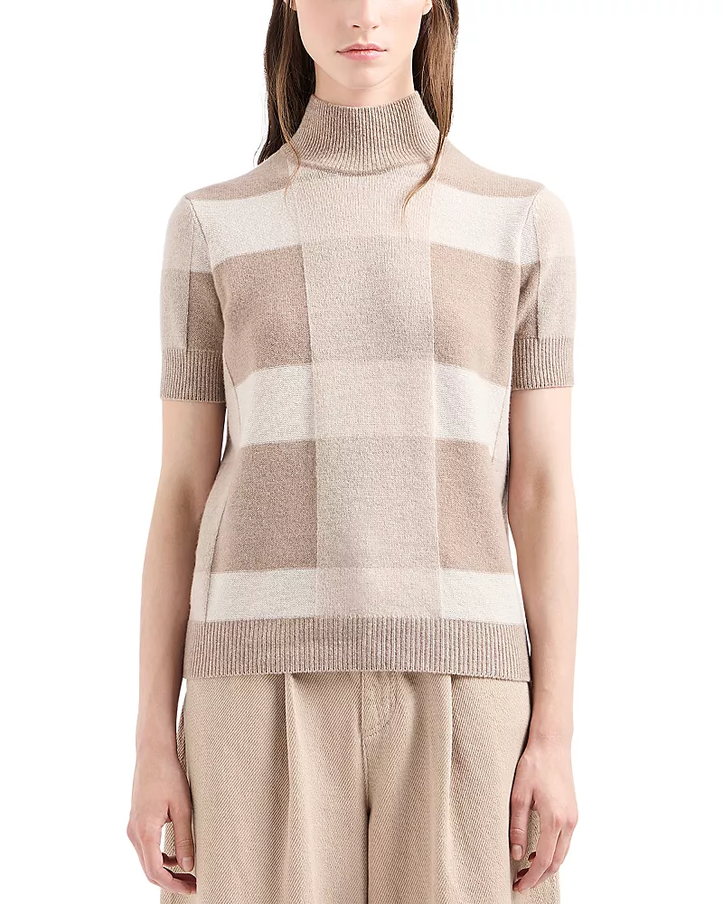 Emporio Armani Turtleneck Checkered Sweater