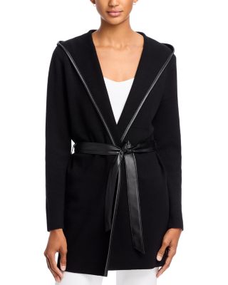 Sioni Faux Leather Edged Hooded Jacket