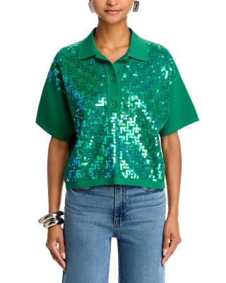 Sequin Front Short Sleeve Polo