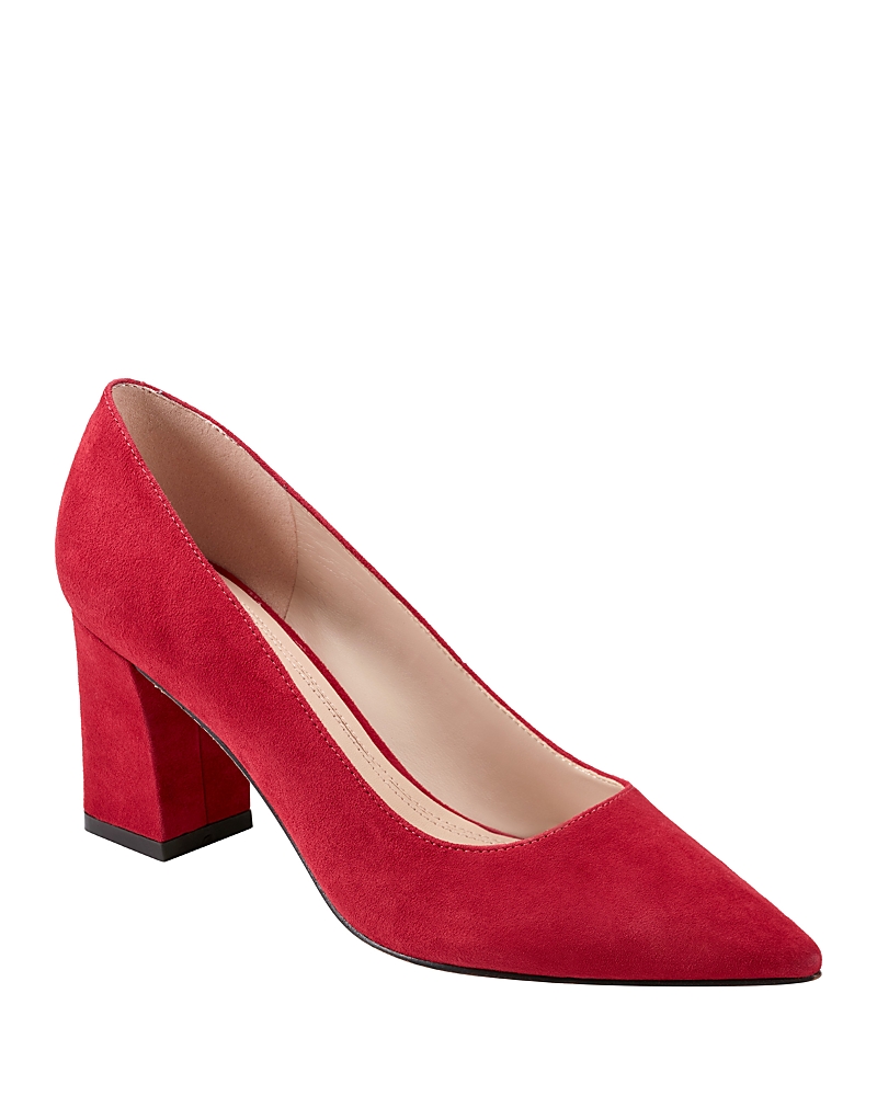 Marc Fisher Ltd Yalina Pointed Toe Block Heel Pump In Medium Red