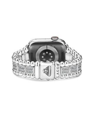 Smart Caviar Sterling Silver Two Row Diamond Apple Watch&reg; Bracelet, 38-45mm