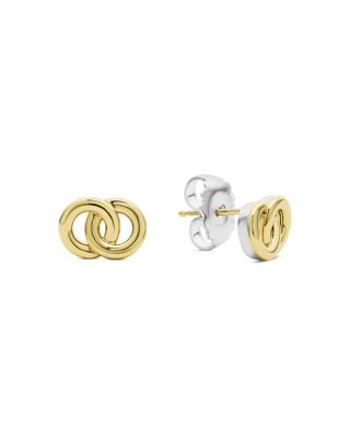 14K & 18K Yellow Gold & Sterling Silver Signature Caviar Interlocking Stud Earrings